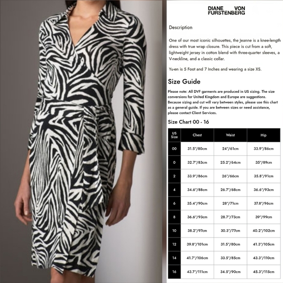 Diane Von Furstenberg Black & White Long Sleeve Animal Print Midi Wrap Dress - Picture 15 of 16